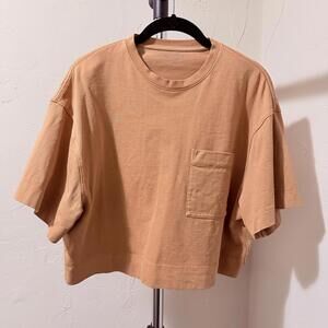 Athleta Cropped Short Sleeve T-Shirt in Light Brown